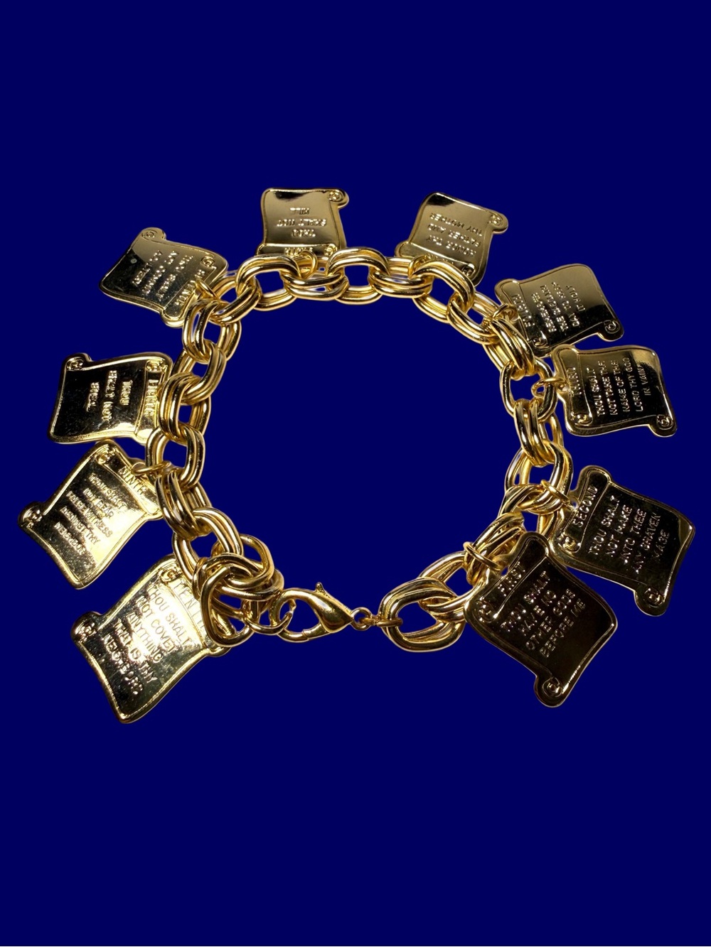 Vintage 10 Commandments Charm Bracelet size 7